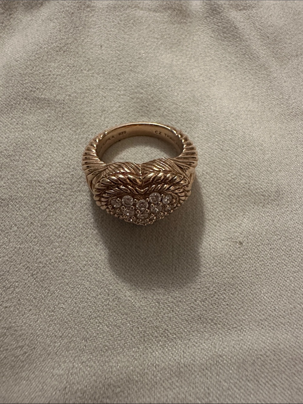 Rose Gold-Tone Heart Ring with Crystal Accents - Women's Jewelry